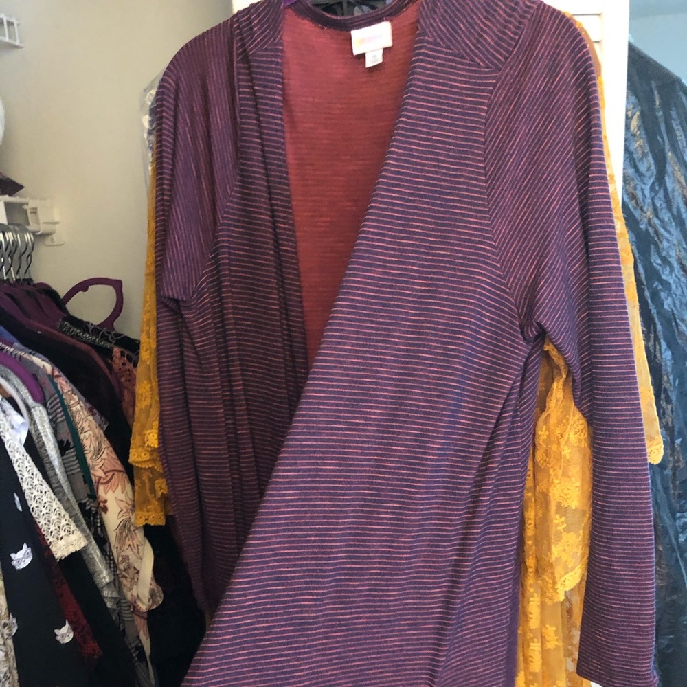 Lularoe XL stripped Duster length Sarah cardigan